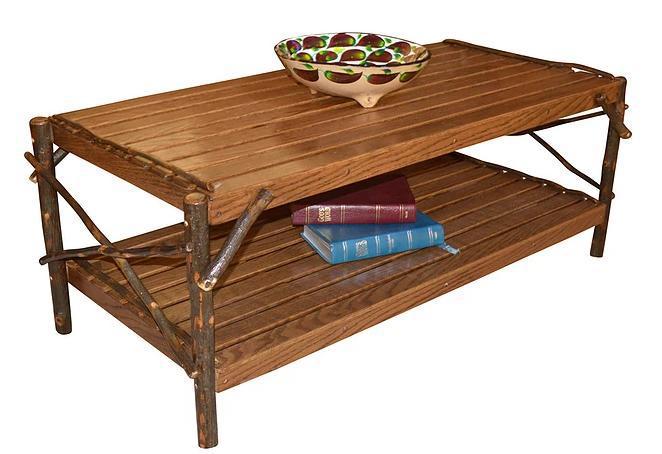 A&L Furniture Co. Amish Hickory Coffee Table with Shelf - LEAD TIME TO SHIP 10 BUSINESS DAYS