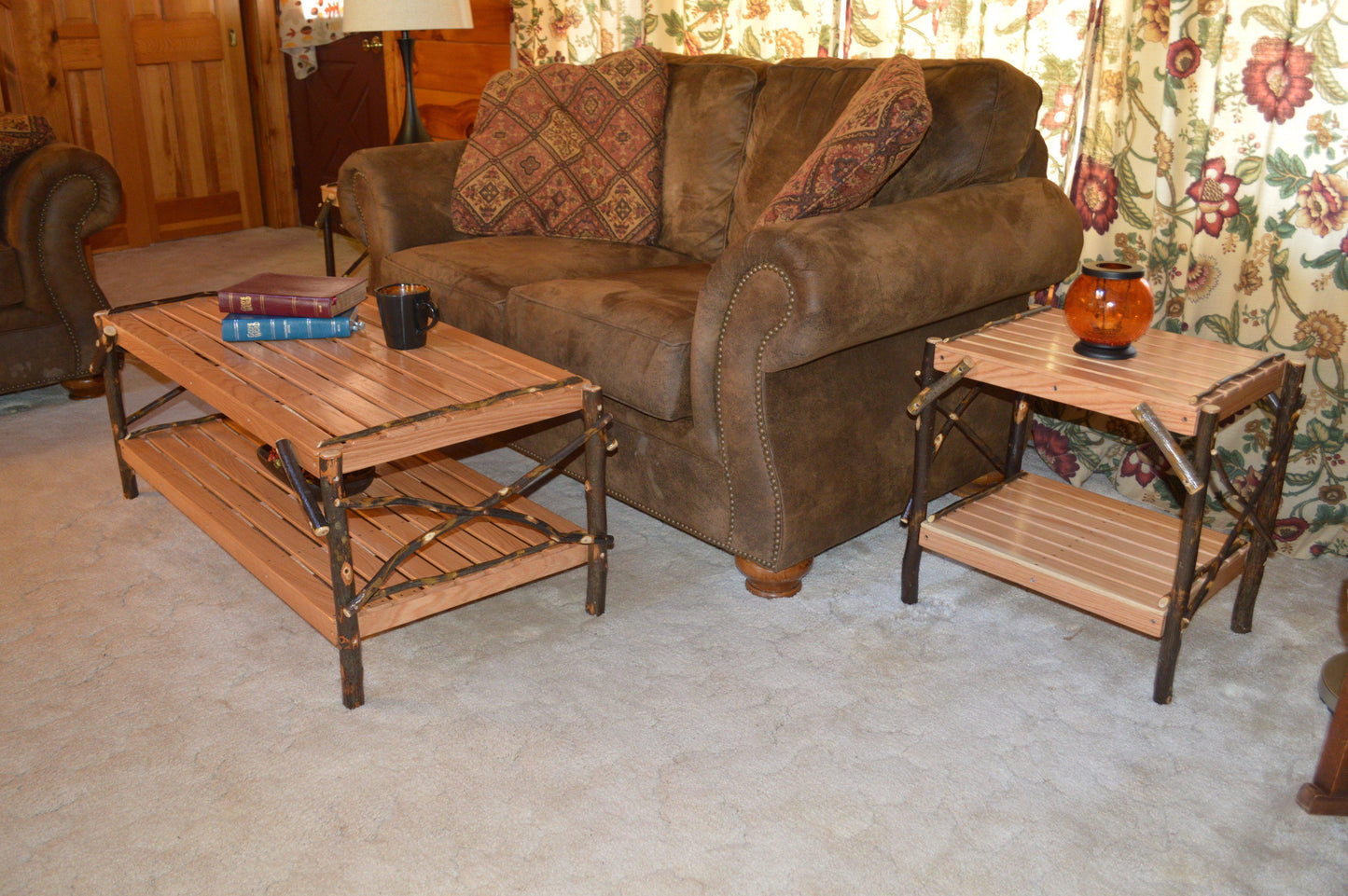 A&L Furniture Co. Amish Hickory Coffee Table with Shelf - LEAD TIME TO SHIP 10 BUSINESS DAYS
