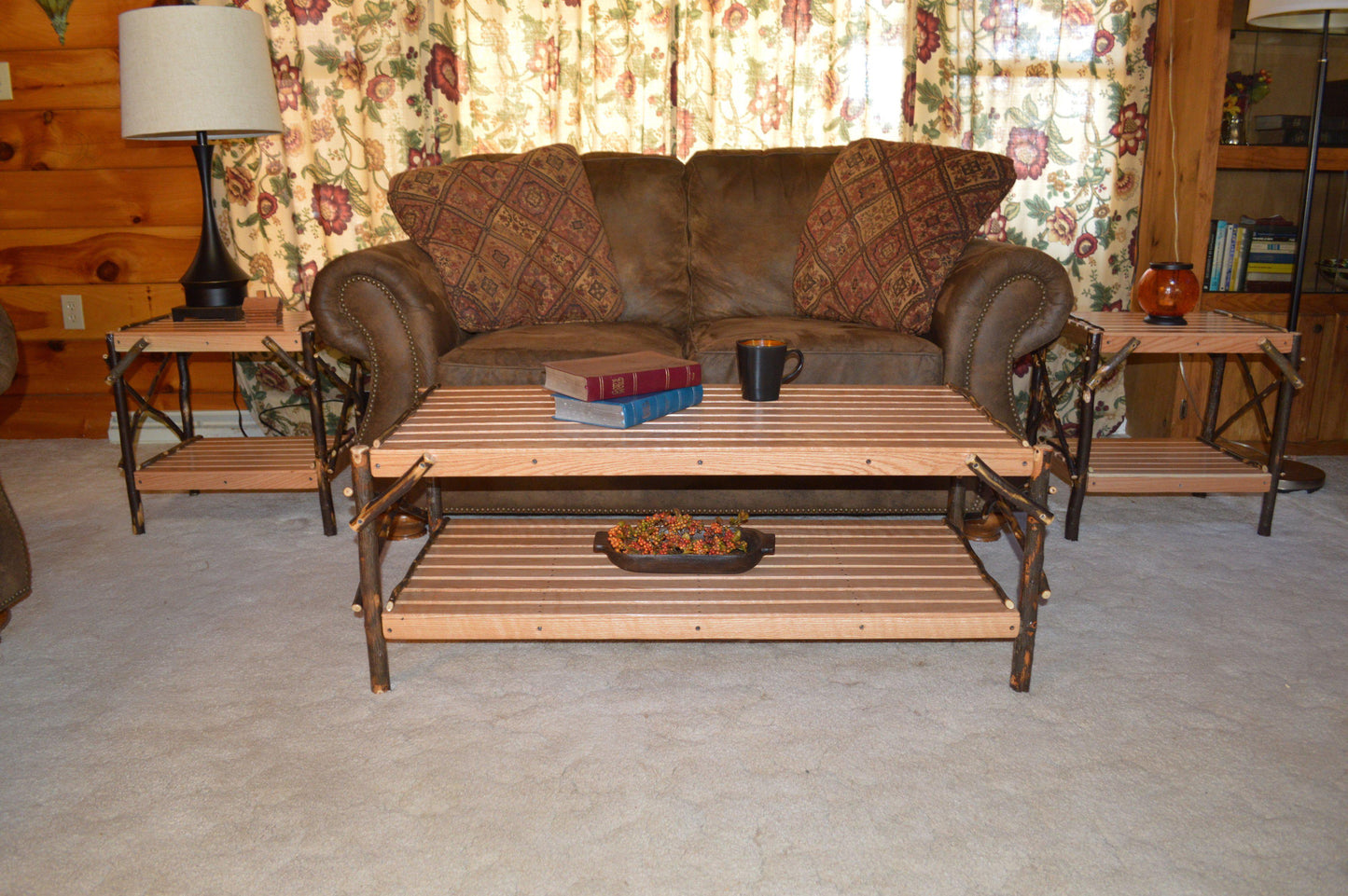 A&L Furniture Co. Amish Hickory Coffee Table with Shelf - LEAD TIME TO SHIP 10 BUSINESS DAYS