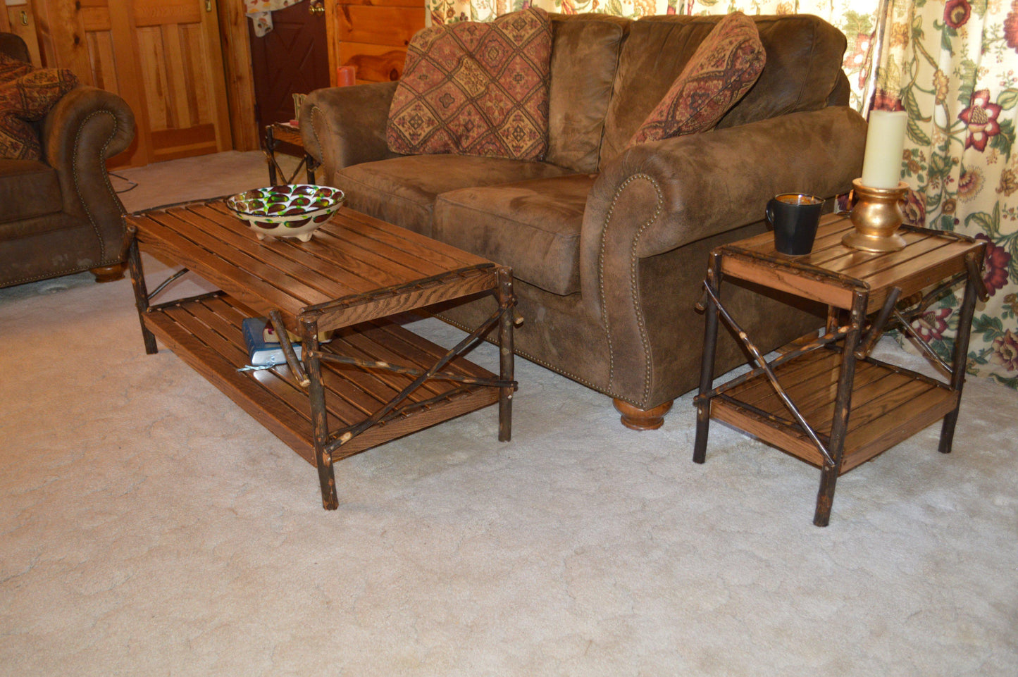 A&L Furniture Co. Amish Hickory Coffee Table with Shelf - LEAD TIME TO SHIP 10 BUSINESS DAYS