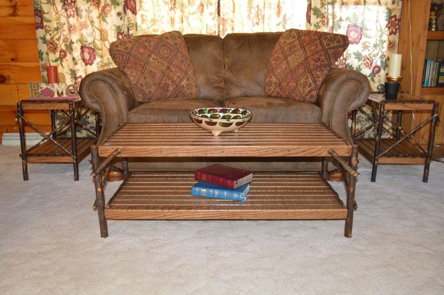 A&L Furniture Co. Amish Hickory Coffee Table with Shelf - LEAD TIME TO SHIP 10 BUSINESS DAYS