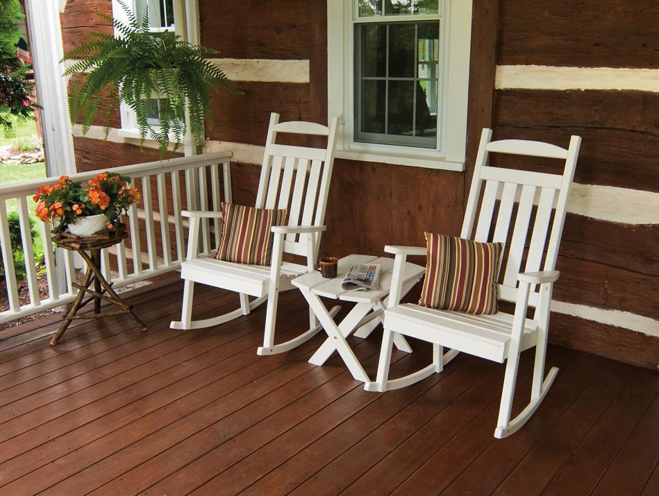 a&l classic porch rocking chair with pillows and folding end table white set