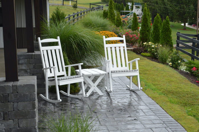 a&l classic porch rocking chair and folding end table with cushion white set