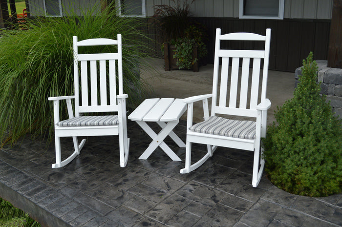 a&l classic porch rocking chair and folding end table with cushion white set