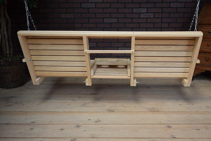 la cypress 5ft porch swing with flip down center console natural water sealer