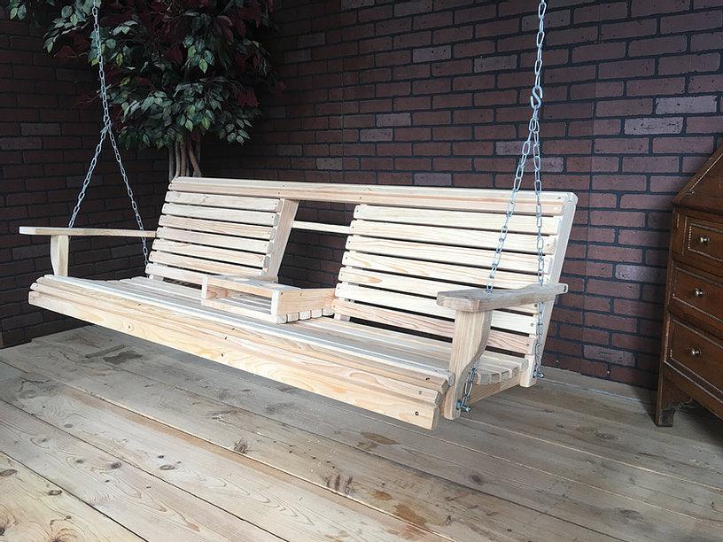 6ft Cypress Flip Cup Holder Porch Swing | LA Swings | – Rocking Furniture
