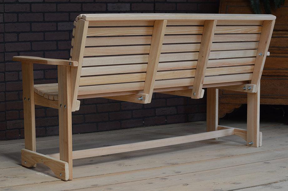 LA Swings Inc 4ft cypress Roll Back Outdoor Stationary Bench - LEAD TIME TO SHIP  (UNFINISHED 7 BUSINESS DAYS) - (FINISHED 15 BUSINESS DAYS)