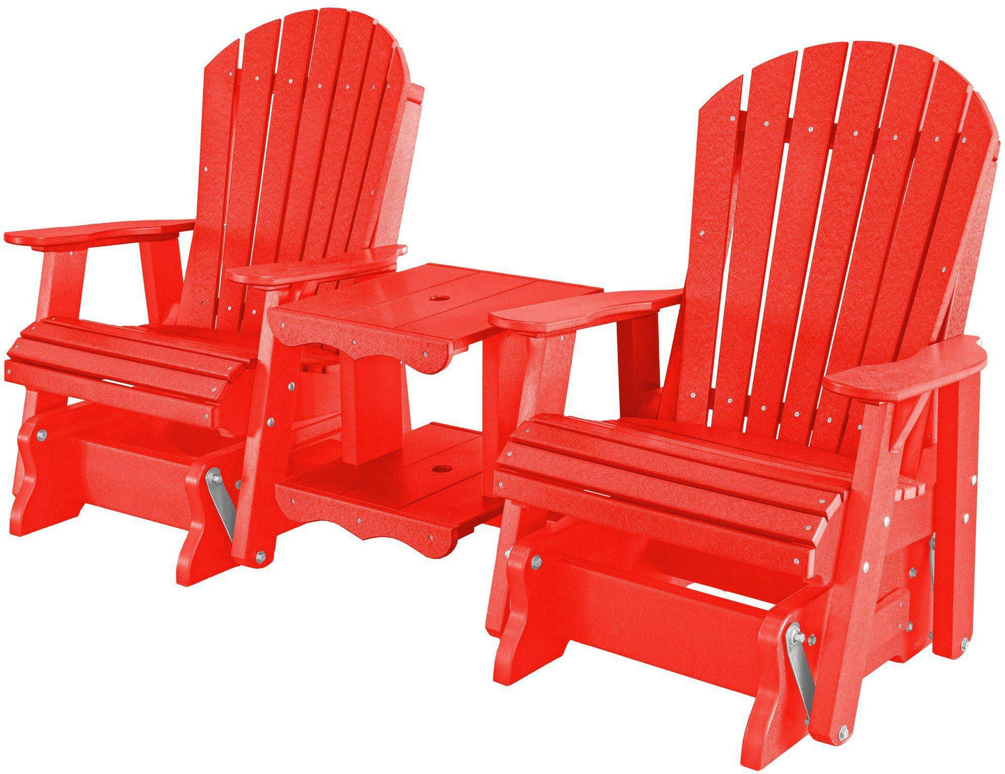 wildridge recycled plastic heritage rock-a-tee double seat adirondack glider bright red
