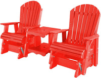 wildridge recycled plastic heritage rock-a-tee double seat adirondack glider bright red