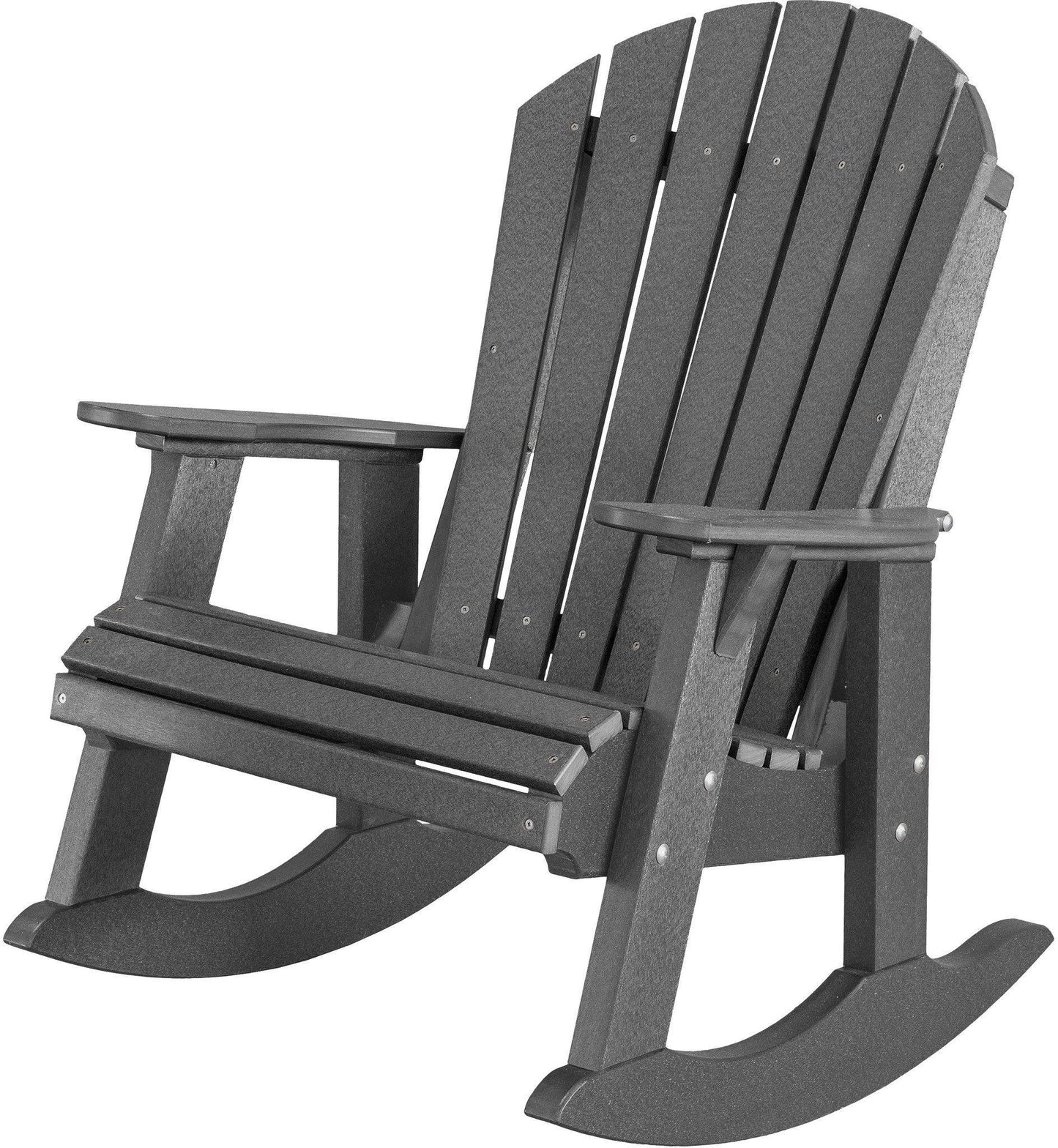 wildridge recycled plastic heritage high fan back adirondack rocking chair dark gray