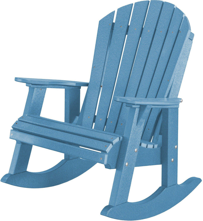 wildridge recycled plastic heritage high fan back adirondack rocking chair powder blue