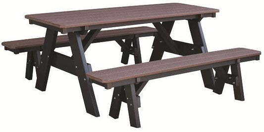 Wildridge Heritage Recycled Plastic Picnic Table with Unattached Benches