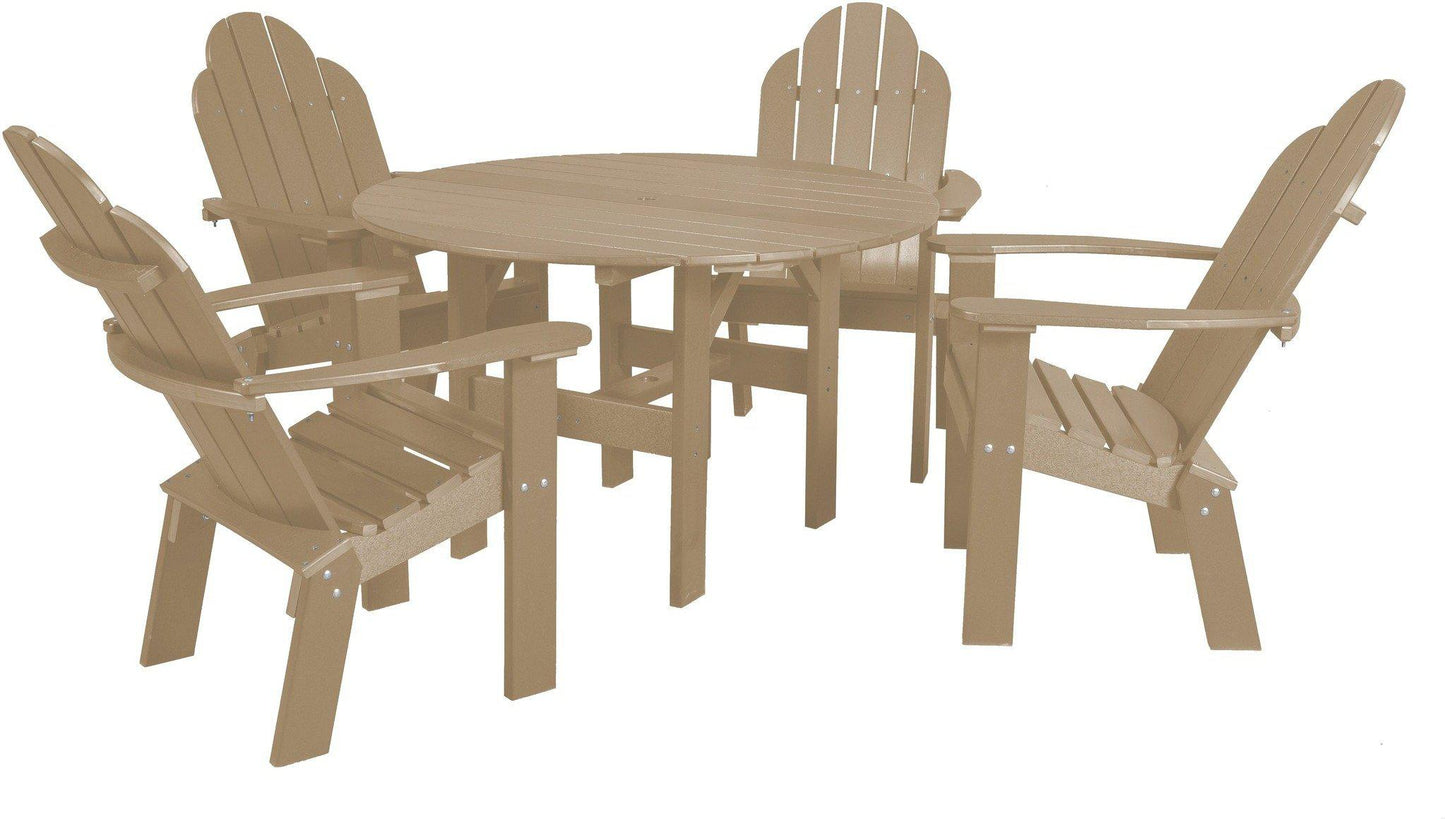 Wildridge Recycled Plastic Classic 46" Round Table Set with 4 Dining/Deck Chairs - LEAD TIME TO SHIP 6 WEEKS OR LESS