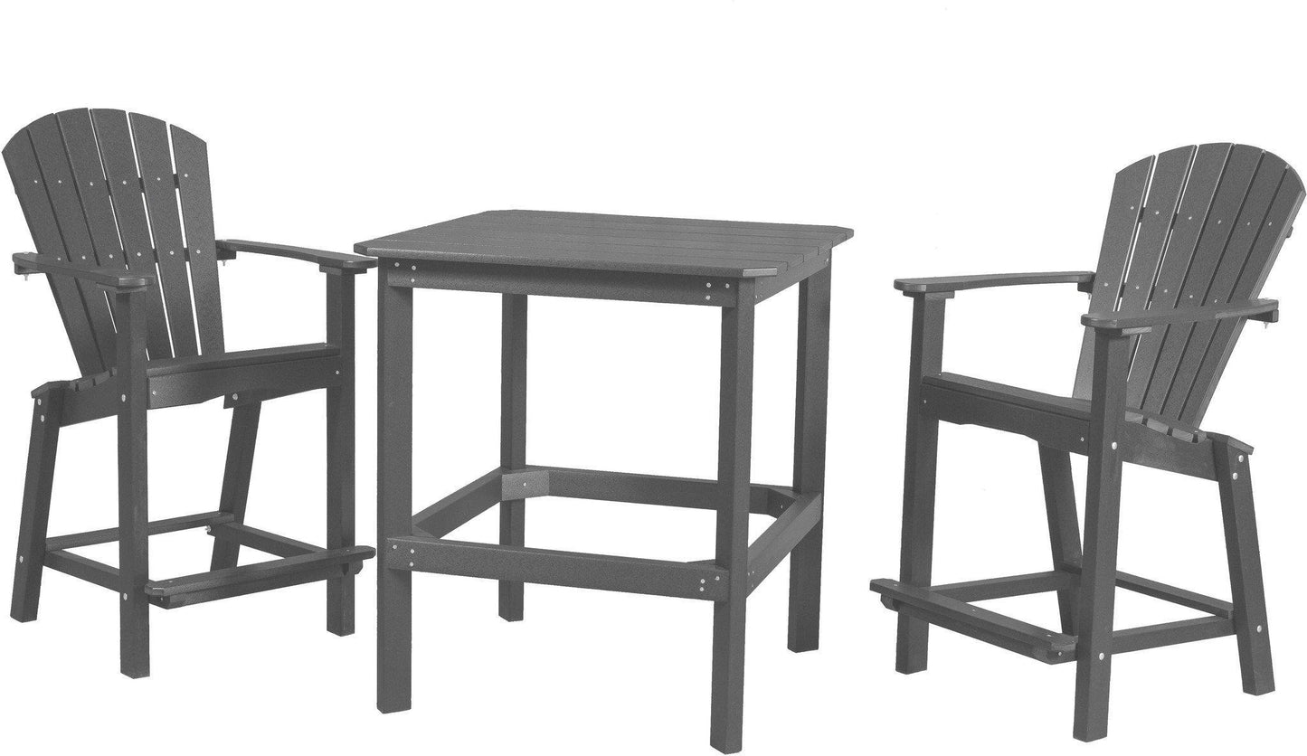 Wildridge Recycled Plastic Classic Outdoor 36” High Dining Table Set w/2 (26”High) Dining Chairs - LEAD TIME TO SHIP 3 WEEKS