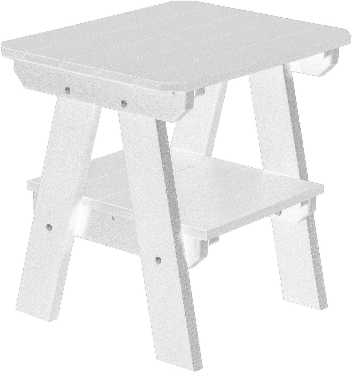poly heritage 2 tier end table white