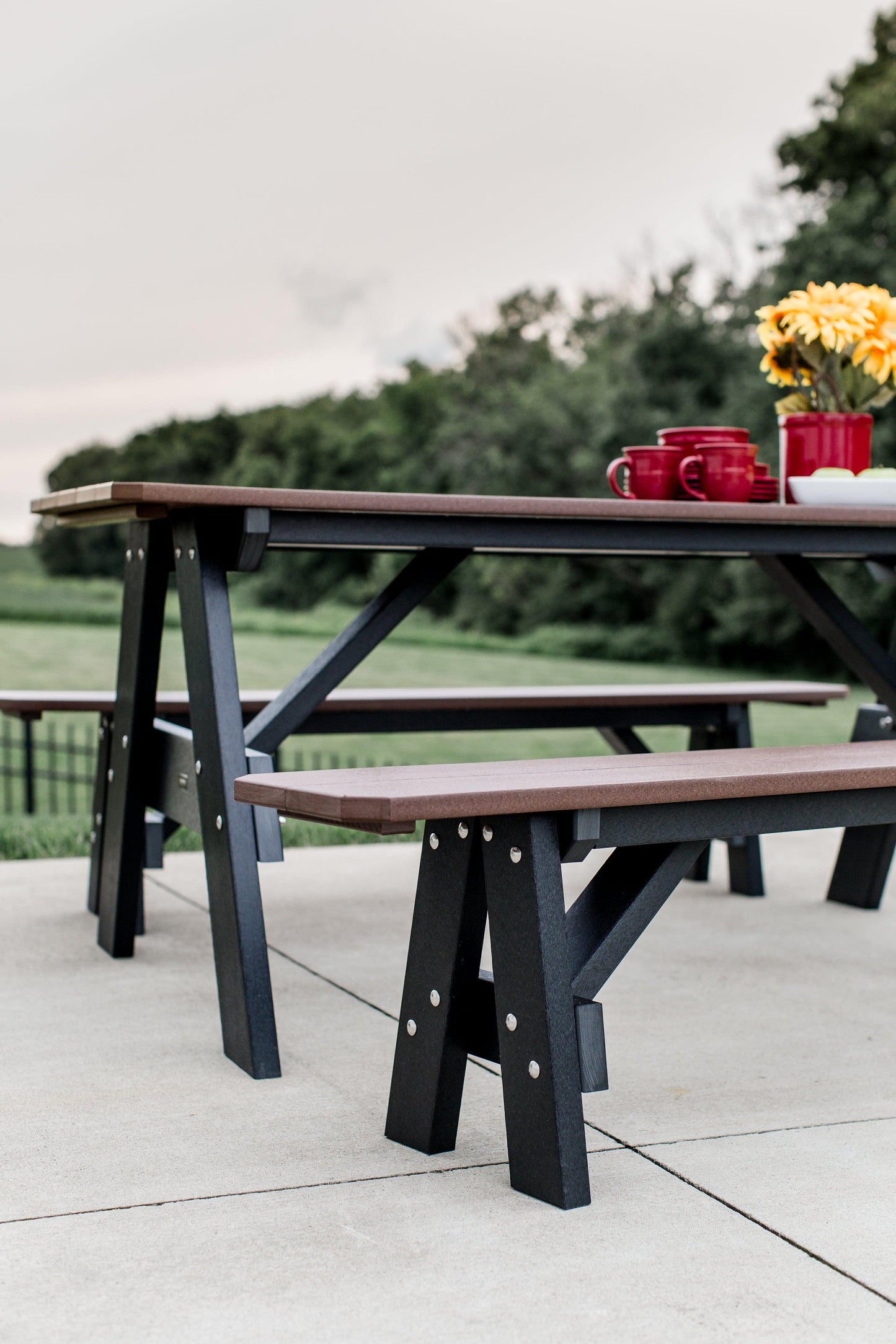 Wildridge Heritage Recycled Plastic Picnic Table with Unattached Benches - LEAD TIME TO SHIP 6 WEEKS OR LESS