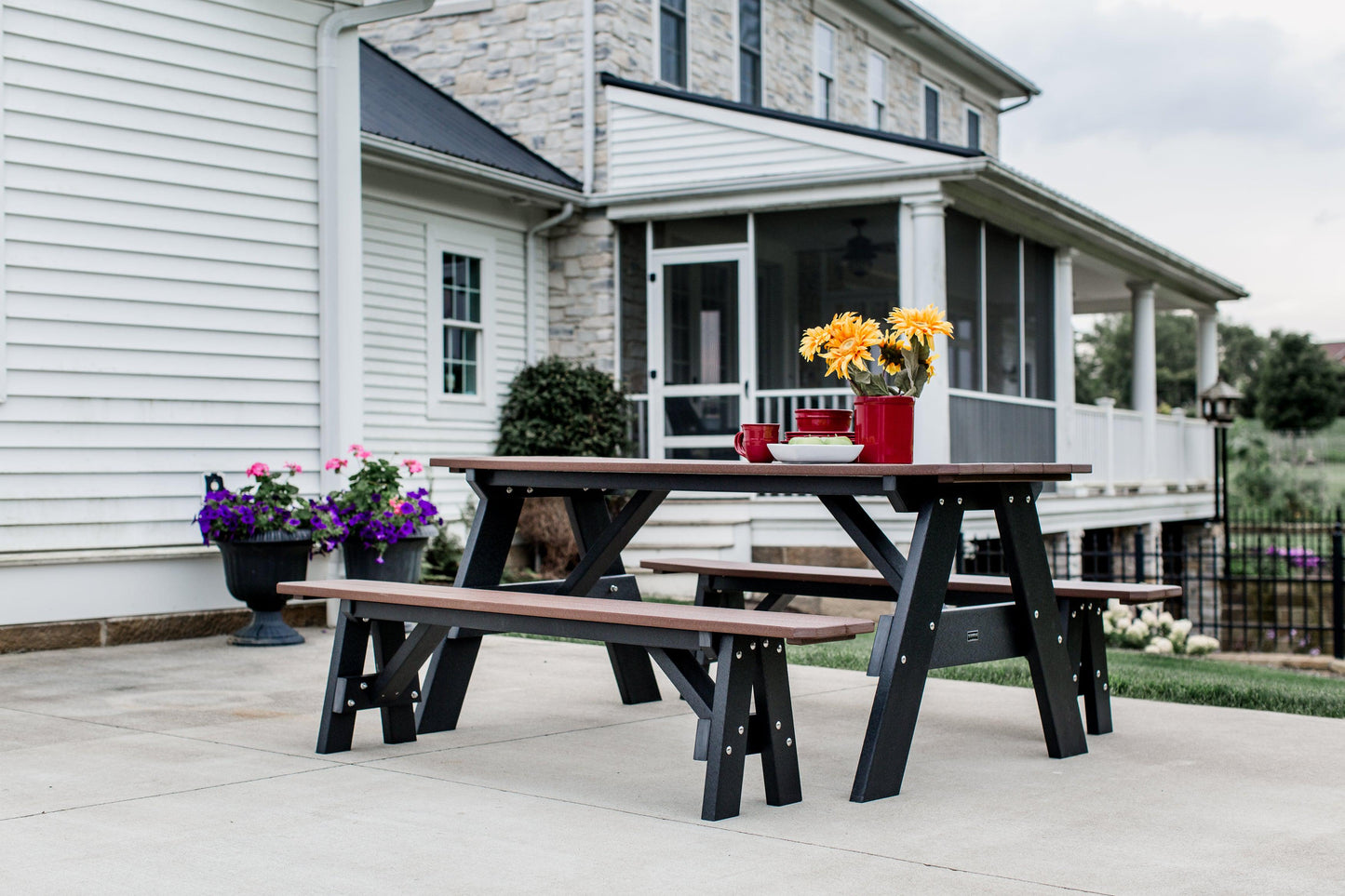 Wildridge Heritage Recycled Plastic Picnic Table with Unattached Benches - LEAD TIME TO SHIP 6 WEEKS OR LESS