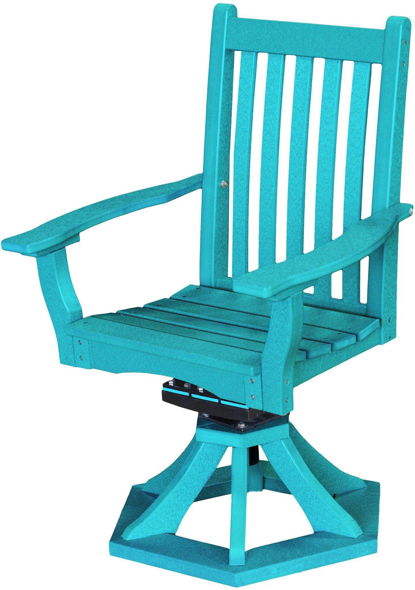 Wildridge Classic Recycled Plastic Swivel Rocker Side Chair w/Arms  - Aruba Blue