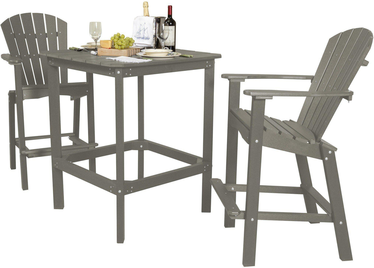 Wildridge Recycled Plastic Classic 42” High Dining Table Set with 2 (30” High) Dining Chairs - LEAD TIME TO SHIP 6 WEEKS OR LESS