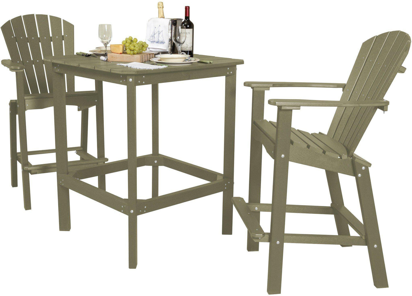 Wildridge Recycled Plastic Classic 42” High Dining Table Set with 2 (30” High) Dining Chairs - LEAD TIME TO SHIP 3 WEEKS