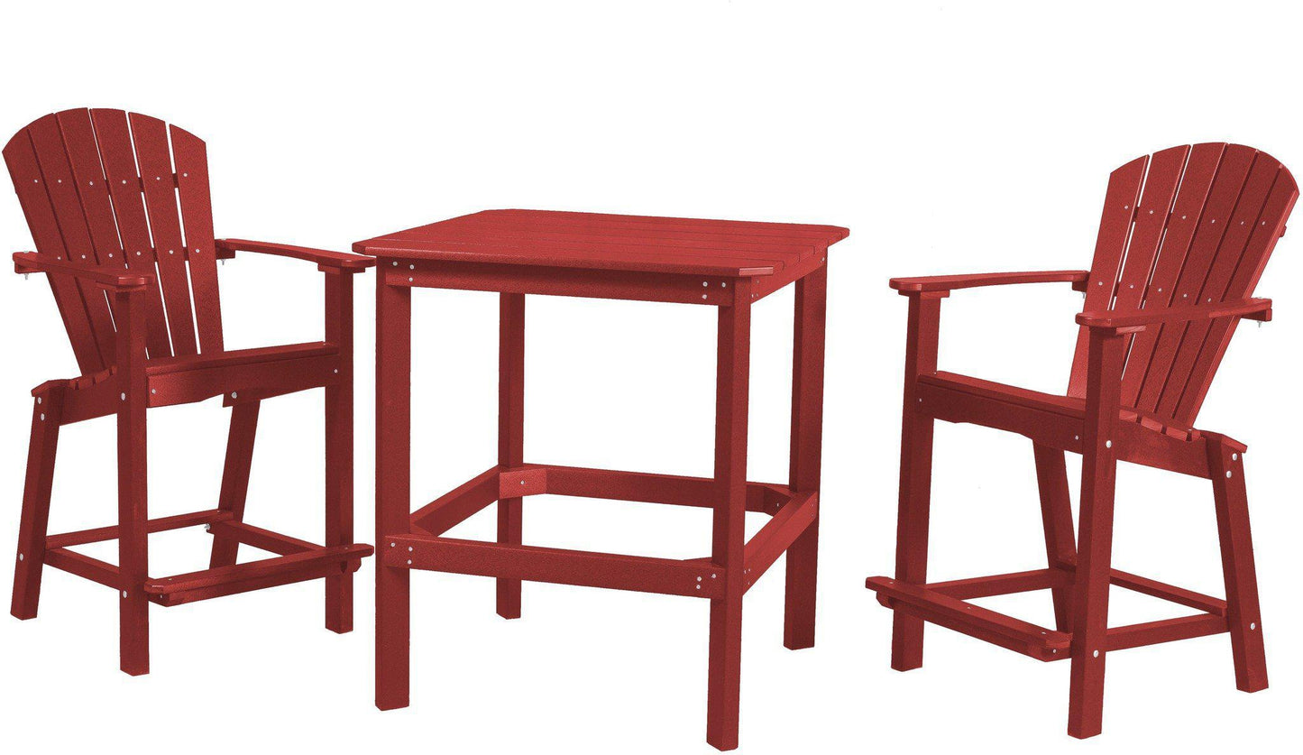 Wildridge Recycled Plastic Classic Outdoor 36” High Dining Table Set w/2 (26”High) Dining Chairs - LEAD TIME TO SHIP 3 WEEKS