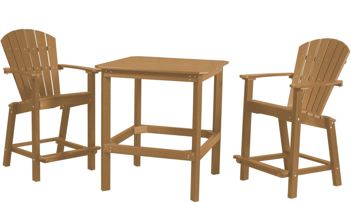 Wildridge Recycled Plastic Classic Outdoor 36” High Dining Table Set w/2 (26”High) Dining Chairs - LEAD TIME TO SHIP 3 WEEKS