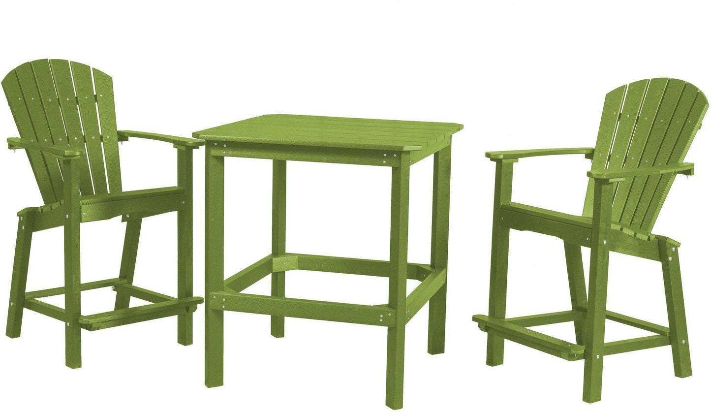 Wildridge Recycled Plastic Classic Outdoor 36” High Dining Table Set w/2 (26”High) Dining Chairs - LEAD TIME TO SHIP 3 WEEKS