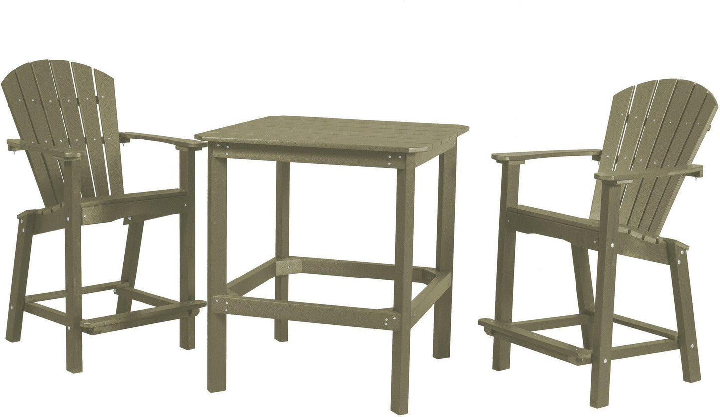 Wildridge Recycled Plastic Classic Outdoor 36” High Dining Table Set w/2 (26”High) Dining Chairs - LEAD TIME TO SHIP 3 WEEKS