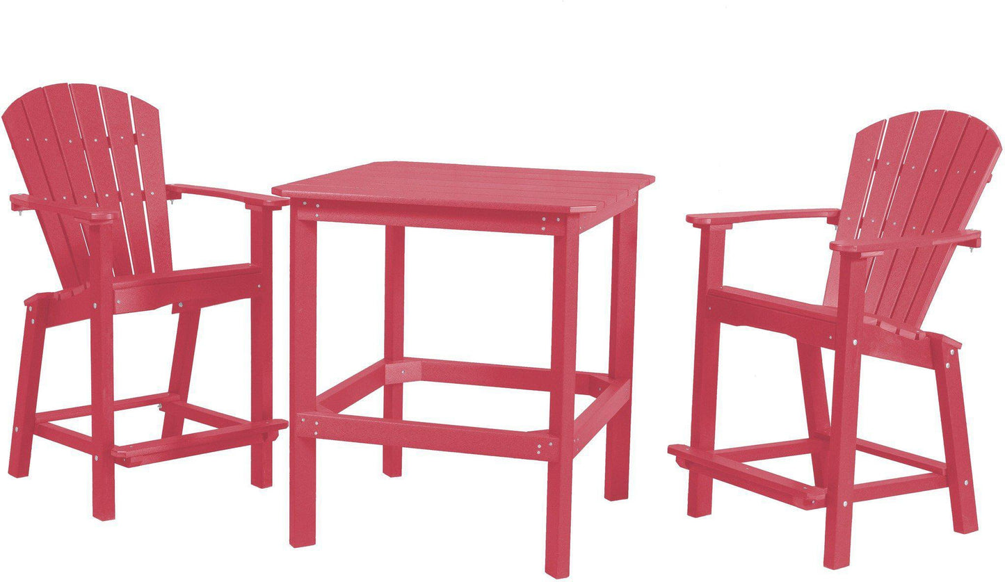 Wildridge Recycled Plastic Classic Outdoor 36” High Dining Table Set w/2 (26”High) Dining Chairs - LEAD TIME TO SHIP 3 WEEKS