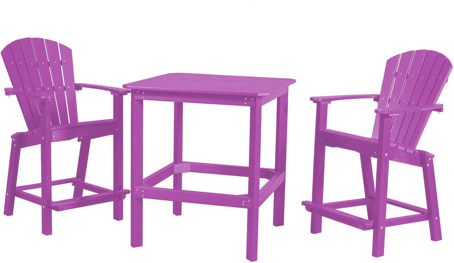 Wildridge Recycled Plastic Classic Outdoor 36” High Dining Table Set w/2 (26”High) Dining Chairs - LEAD TIME TO SHIP 3 WEEKS