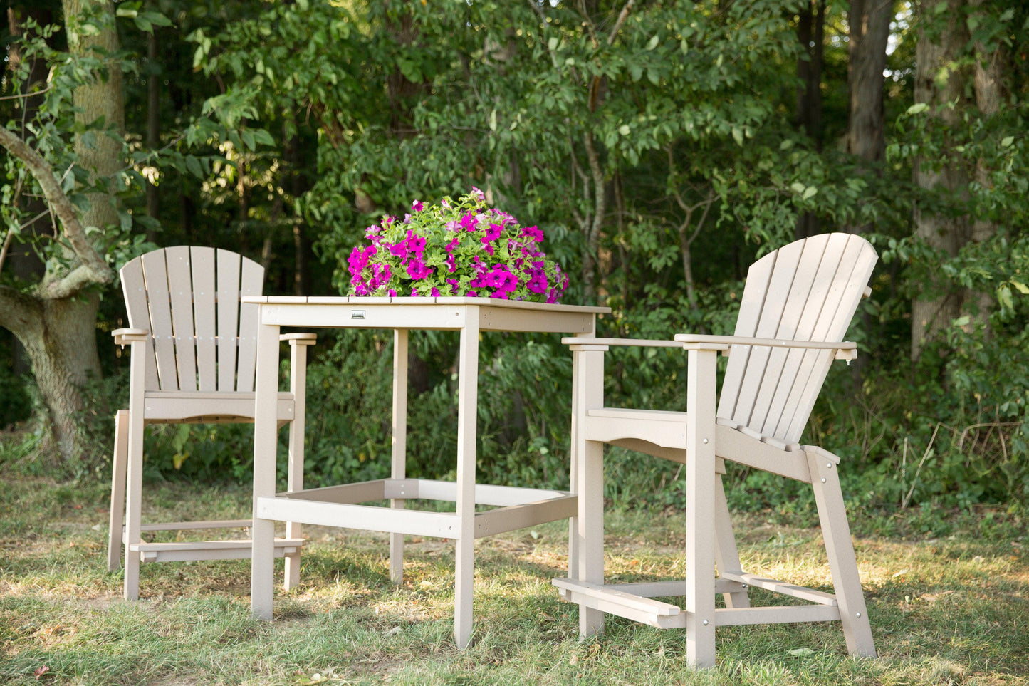 Wildridge Recycled Plastic Classic Outdoor 36” High Dining Table Set w/2 (26”High) Dining Chairs - LEAD TIME TO SHIP 3 WEEKS