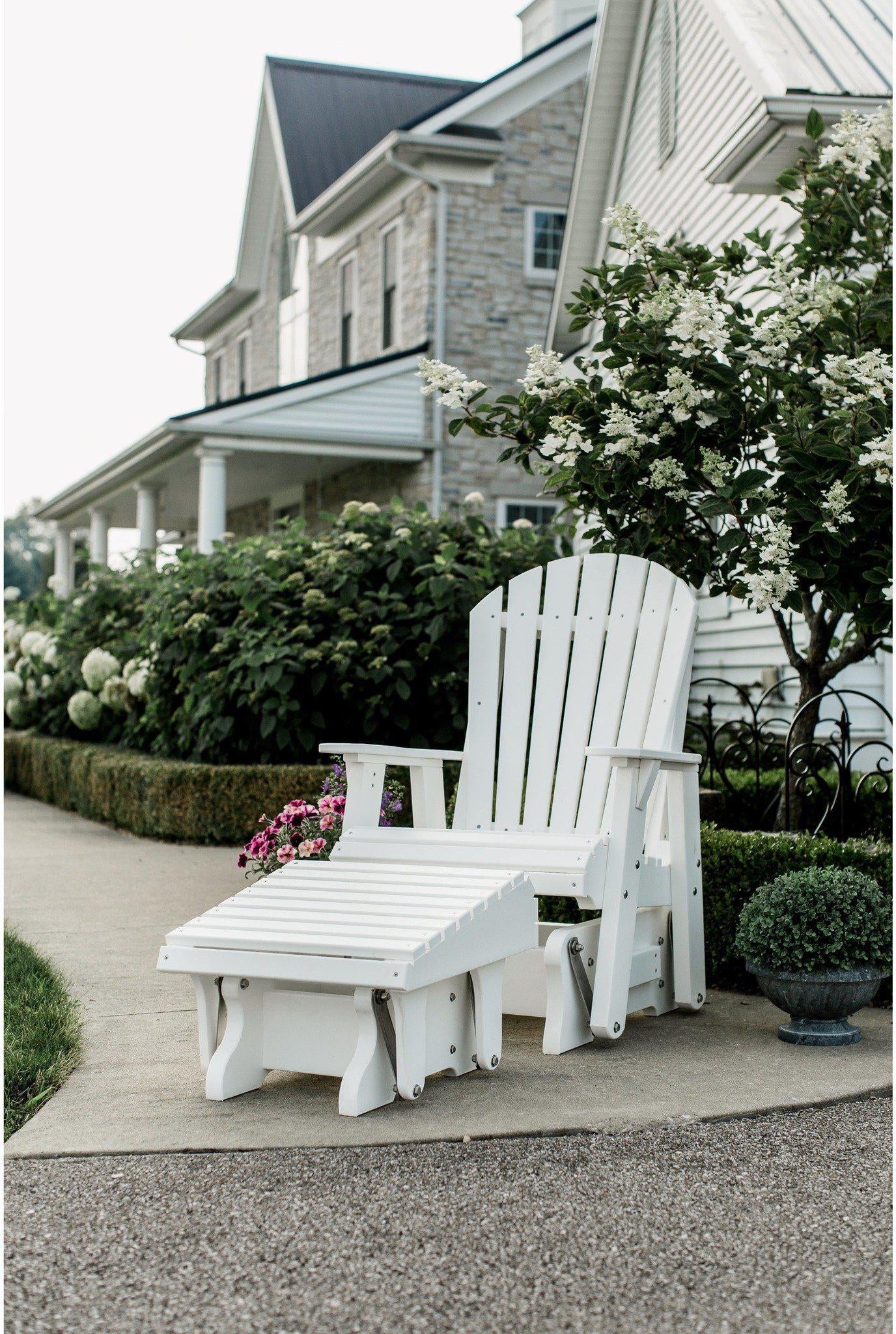 wildridge adirondack glider with gliding footrest white set