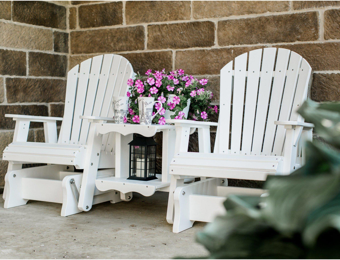 Wildridge Recycled Plastic Heritage Rock-A-Tee Double Seat Adirondack Glider - LEAD TIME TO SHIP 6 WEEKS OR LESS