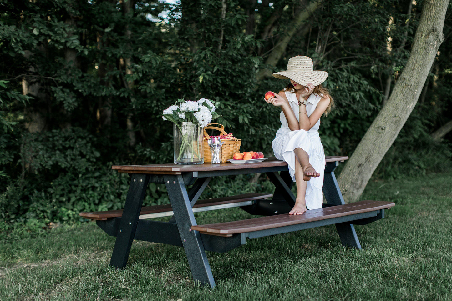 Wildridge Heritage Recycled Plastic Picnic Table Attached Benches (QUICK SHIP) - LEAD TIME TO SHIP 3 TO 4 BUSINESS DAYS