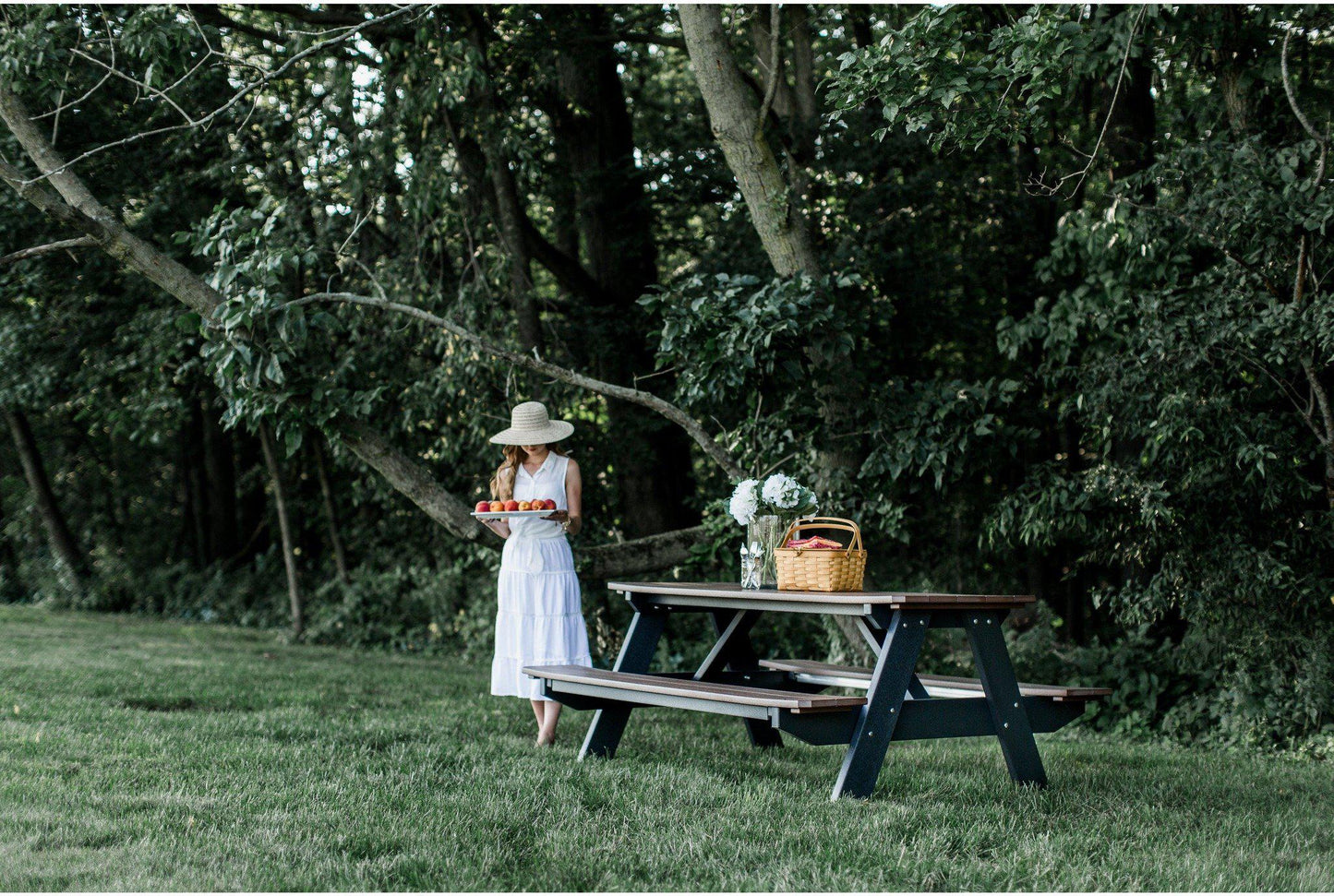 Wildridge Heritage Recycled Plastic Picnic Table Attached Benches (QUICK SHIP) - LEAD TIME TO SHIP 3 TO 4 BUSINESS DAYS