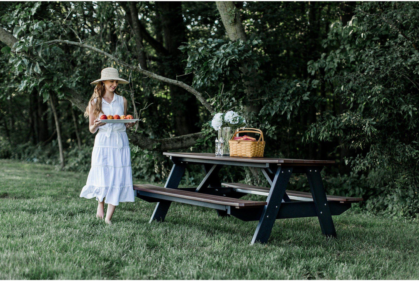 Wildridge Heritage Recycled Plastic Picnic Table Attached Benches (QUICK SHIP) - LEAD TIME TO SHIP 3 TO 4 BUSINESS DAYS