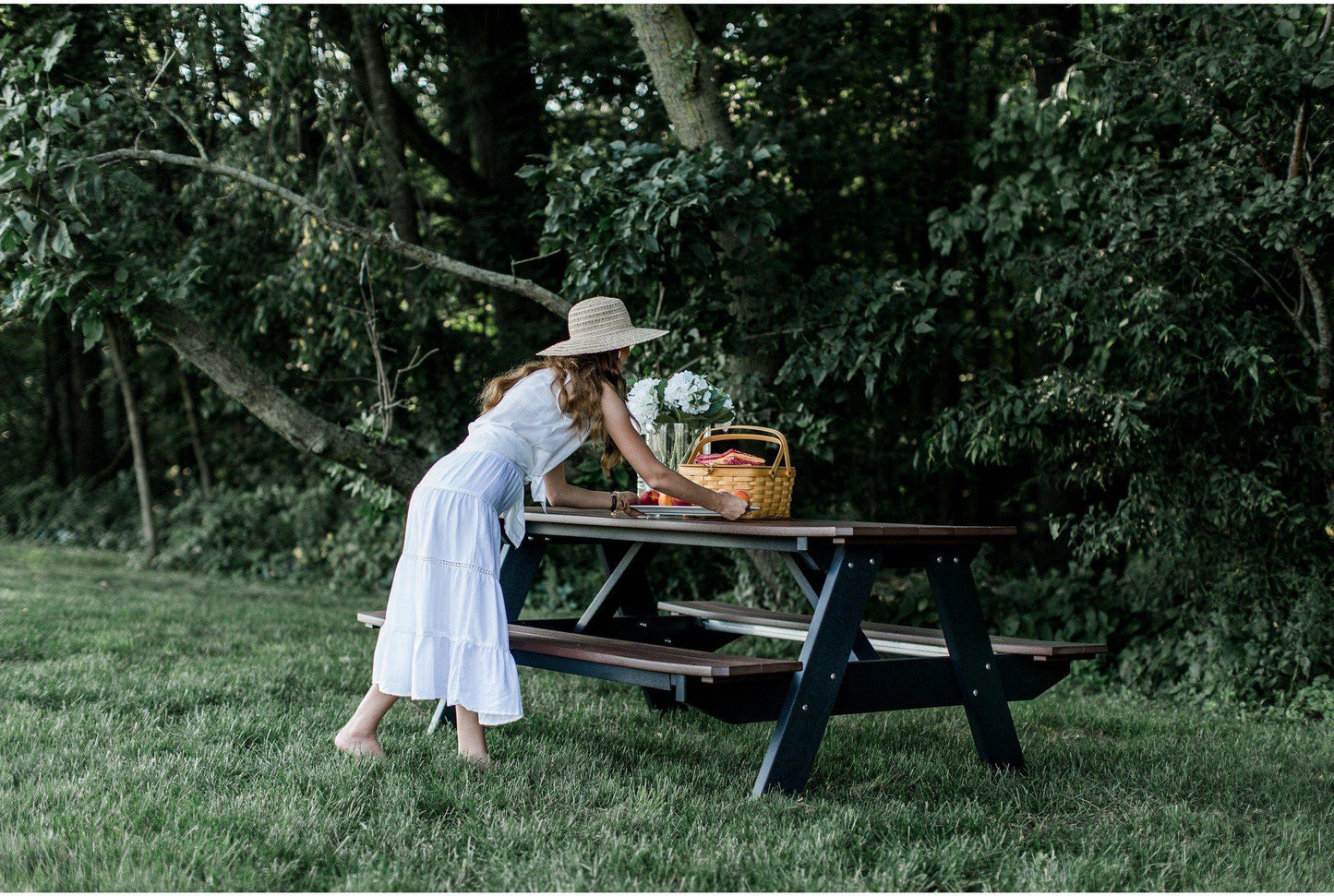 Wildridge Heritage Recycled Plastic Picnic Table Attached Benches (QUICK SHIP) - LEAD TIME TO SHIP 3 TO 4 BUSINESS DAYS