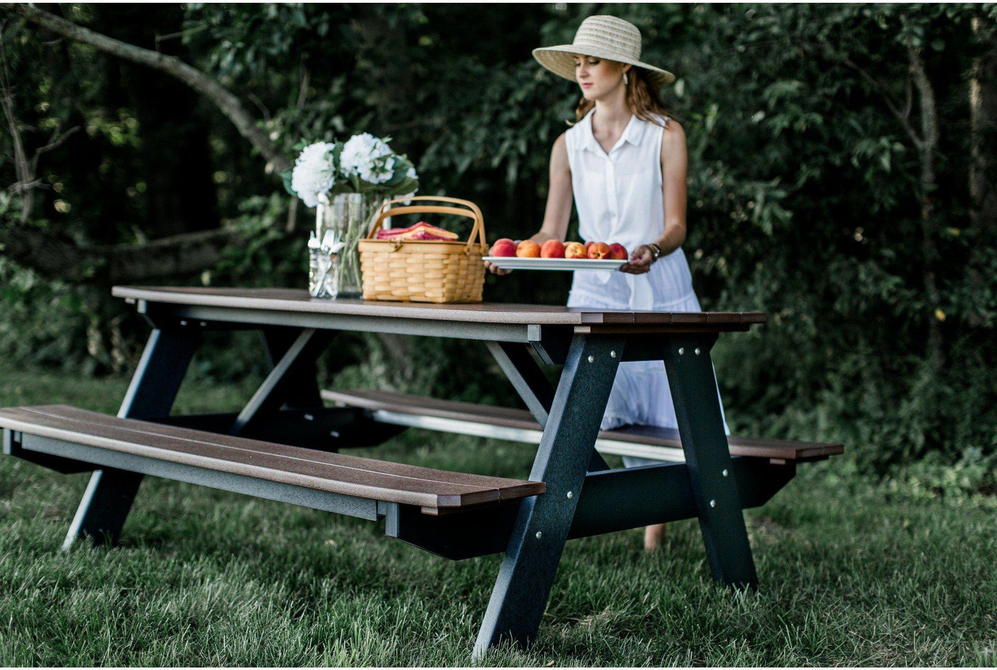 Wildridge Heritage Recycled Plastic Picnic Table Attached Benches (QUICK SHIP) - LEAD TIME TO SHIP 3 TO 4 BUSINESS DAYS