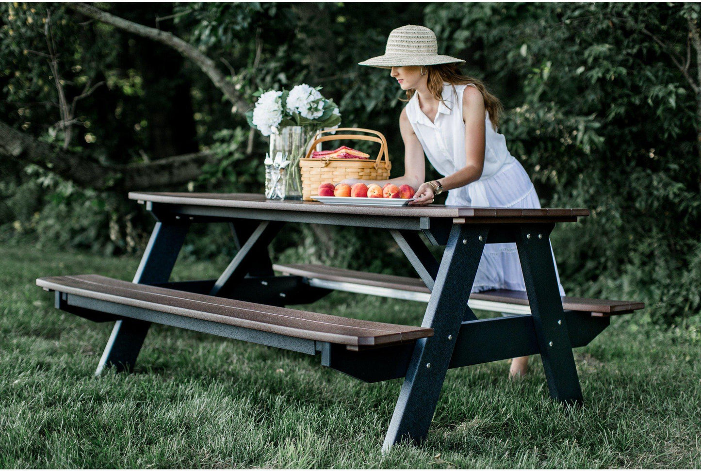 Wildridge Heritage Recycled Plastic Picnic Table Attached Benches (QUICK SHIP) - LEAD TIME TO SHIP 3 TO 4 BUSINESS DAYS