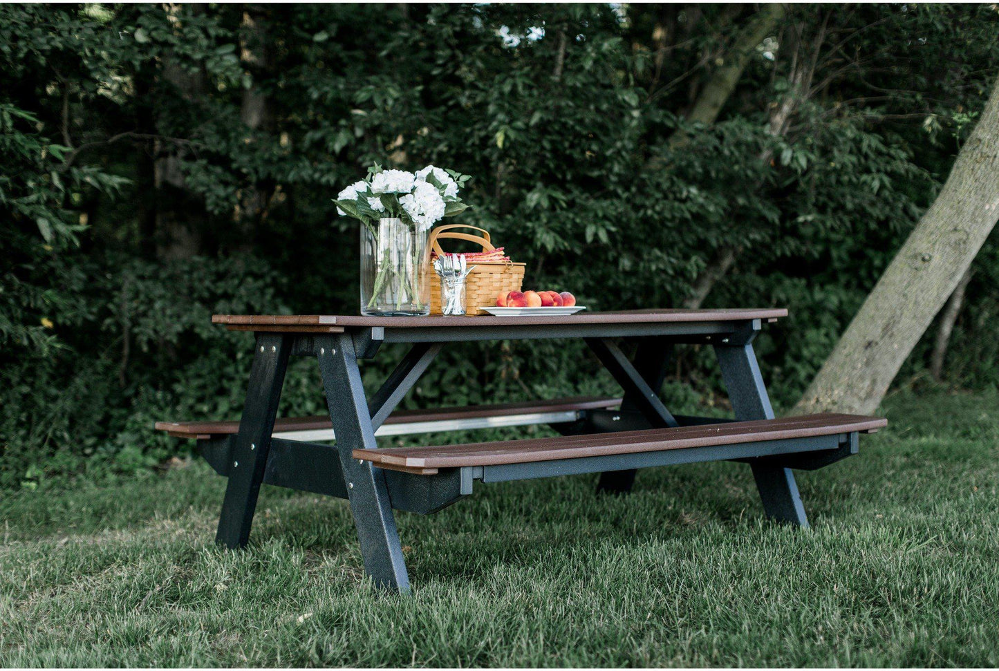 Wildridge Heritage Recycled Plastic Picnic Table Attached Benches (QUICK SHIP) - LEAD TIME TO SHIP 3 TO 4 BUSINESS DAYS