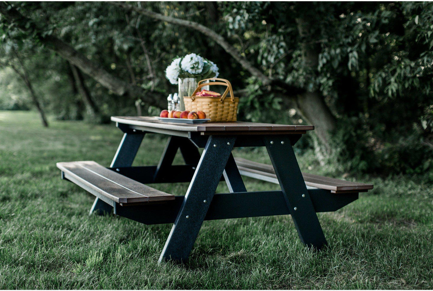 Wildridge Heritage Recycled Plastic Picnic Table Attached Benches (QUICK SHIP) - LEAD TIME TO SHIP 3 TO 4 BUSINESS DAYS