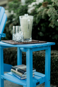 wildridge recycled plastic classic side table powder blue side view
