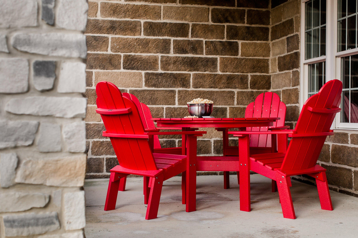 Wildridge Recycled Plastic Classic 46" Round Table Set with 4 Dining/Deck Chairs - LEAD TIME TO SHIP 6 WEEKS OR LESS