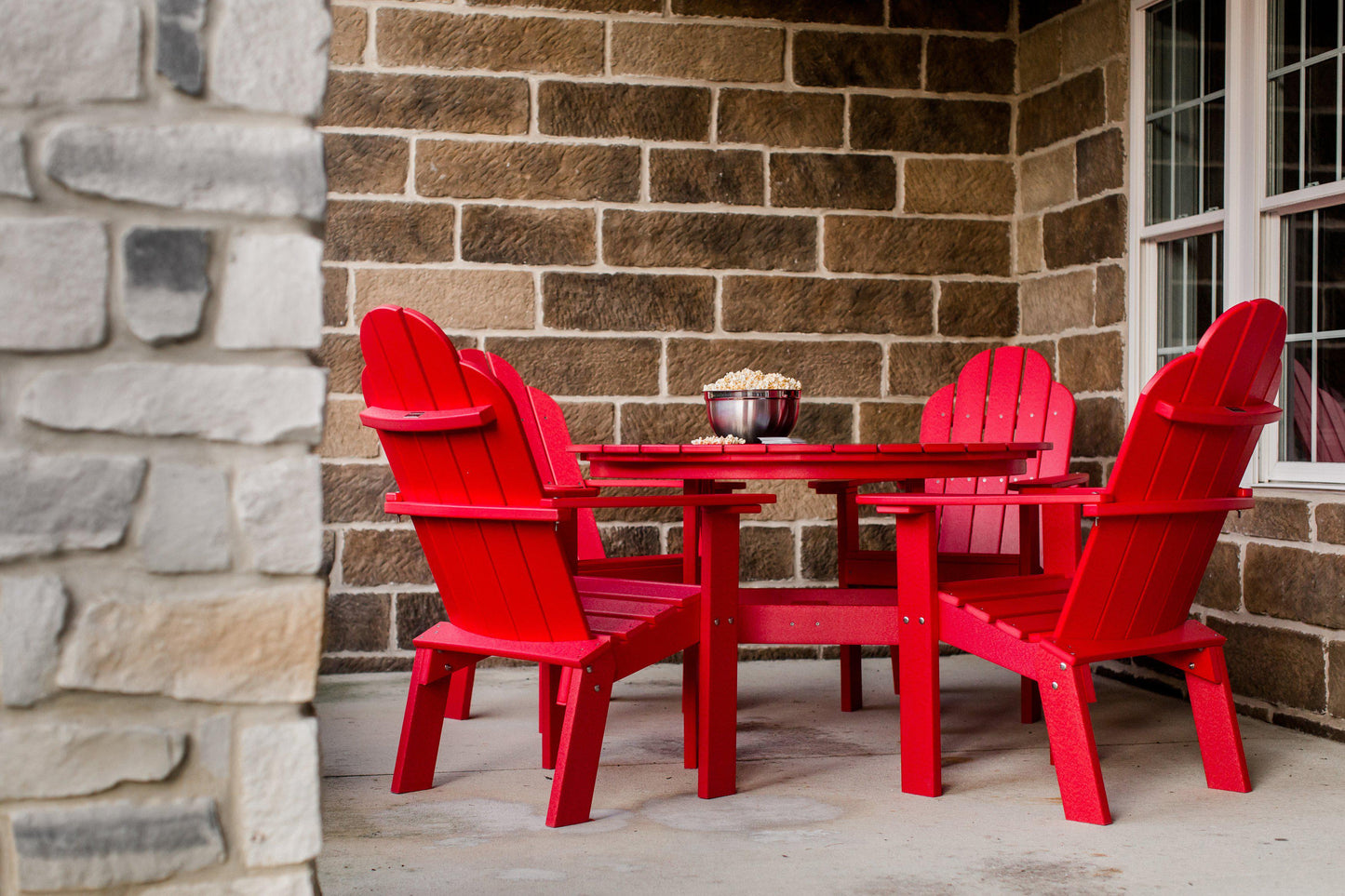 Wildridge Recycled Plastic Classic 46" Round Table Set with 4 Dining/Deck Chairs - LEAD TIME TO SHIP 3 WEEKS