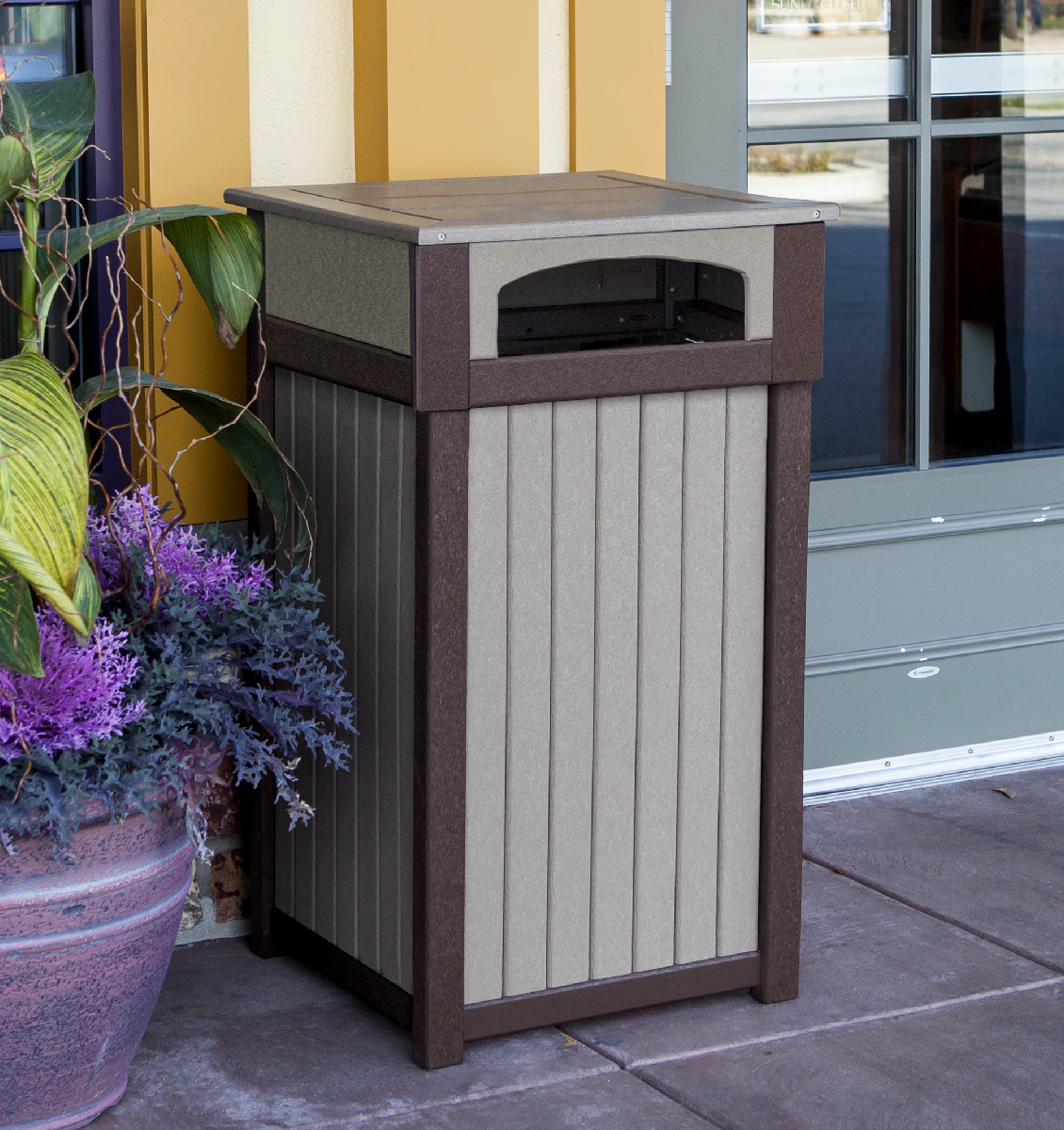 Leisure Lawns Amish Made Recycled Plastic Commercial Trash Receptacle (One Hole) Model #931 - LEAD TIME TO SHIP 4 WEEKS