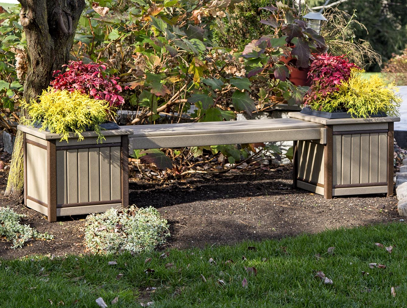 plastic plant bench Outdoor Planter Bench | Leisure Lawns Collection