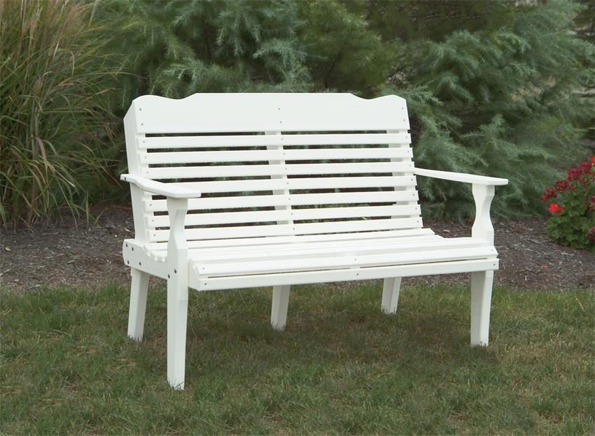 Leisure Lawns Amish Made Recycled Plastic 4' Curve-Back Bench Model #426 - LEAD TIME TO SHIP 4 WEEKS