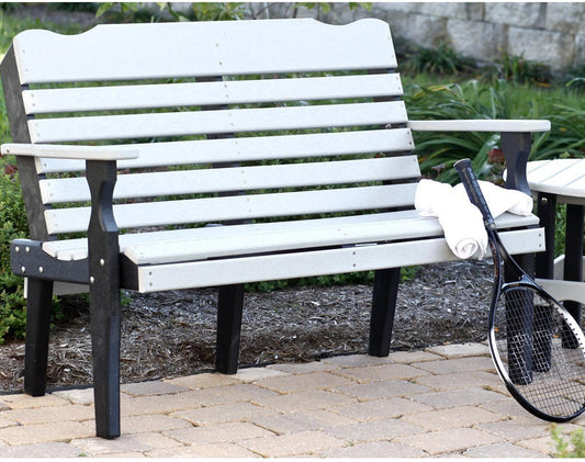 Leisure Lawns Amish Made Recycled Plastic 4' Curve-Back Bench Model #426 - LEAD TIME TO SHIP 4 WEEKS OR LESS