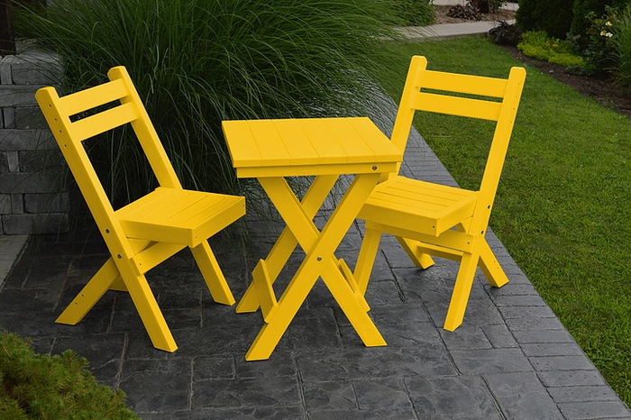 A&L Furniture Company Recycled Plastic Amish Coronado Square Folding Bistro Set - Lemon Yellow