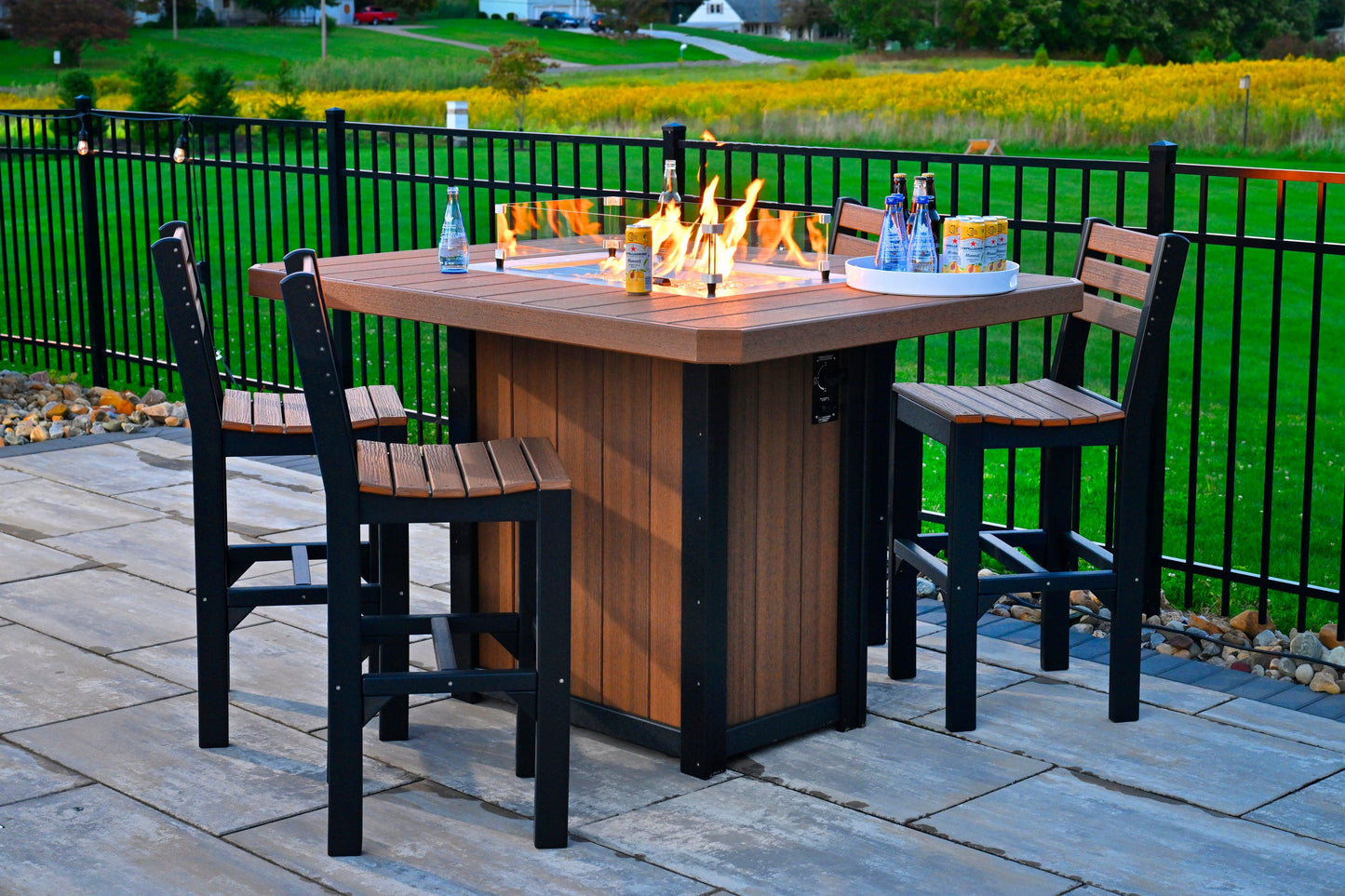 Dining height fire discount pit table set